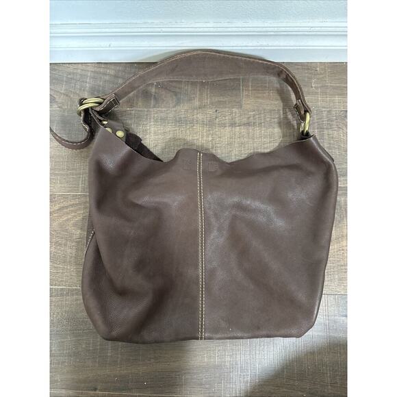 Lucky Brand Joshua Tree Brown Leather Hobo Shoulder Bag Boho Slouchy - Picture 1 of 8